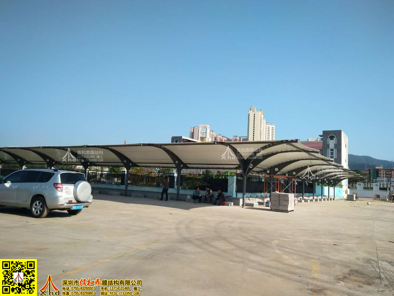 龙岗坪山汤坑充电桩膜结构车棚工程案例