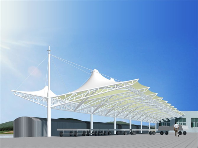 张拉膜结构车棚定制-膜结构车棚价格是多少 