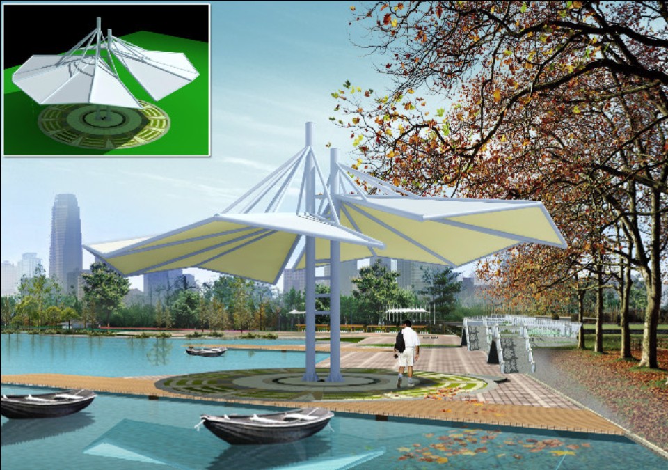 膜结构景观伞设计效果图