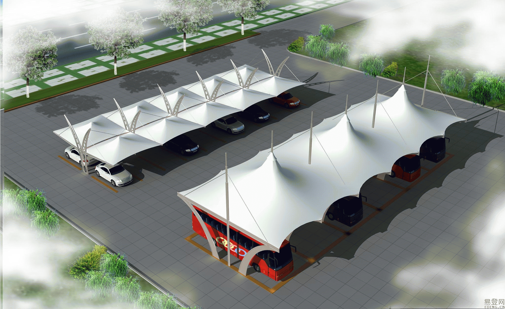 膜结构停车棚设计效果图