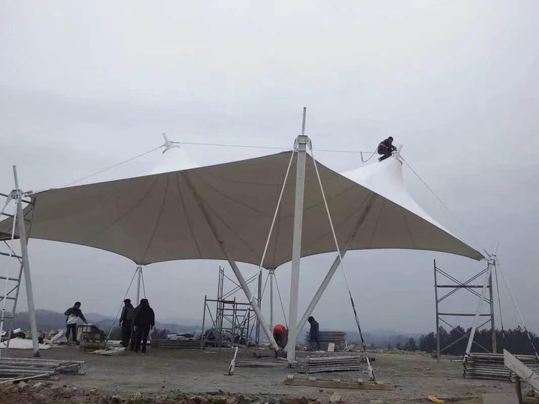 户外景区张拉膜结构遮阳棚工程案例