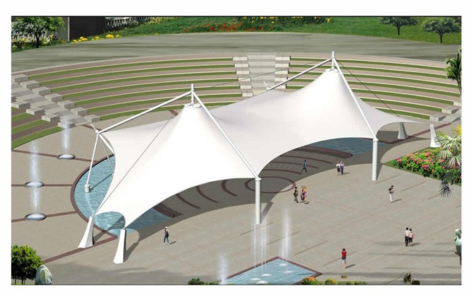 钢膜结构雨棚设计效果图