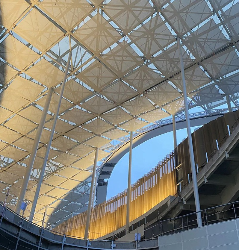 体育馆棚顶的ptfe膜材