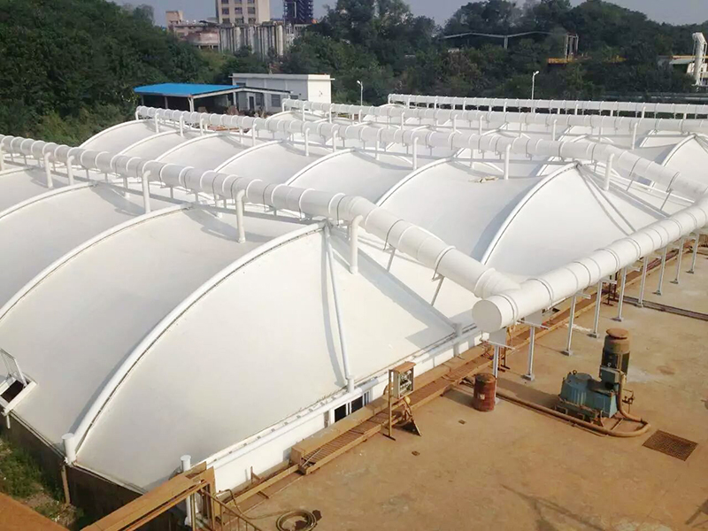 膜结构污水池反吊膜施工效果图