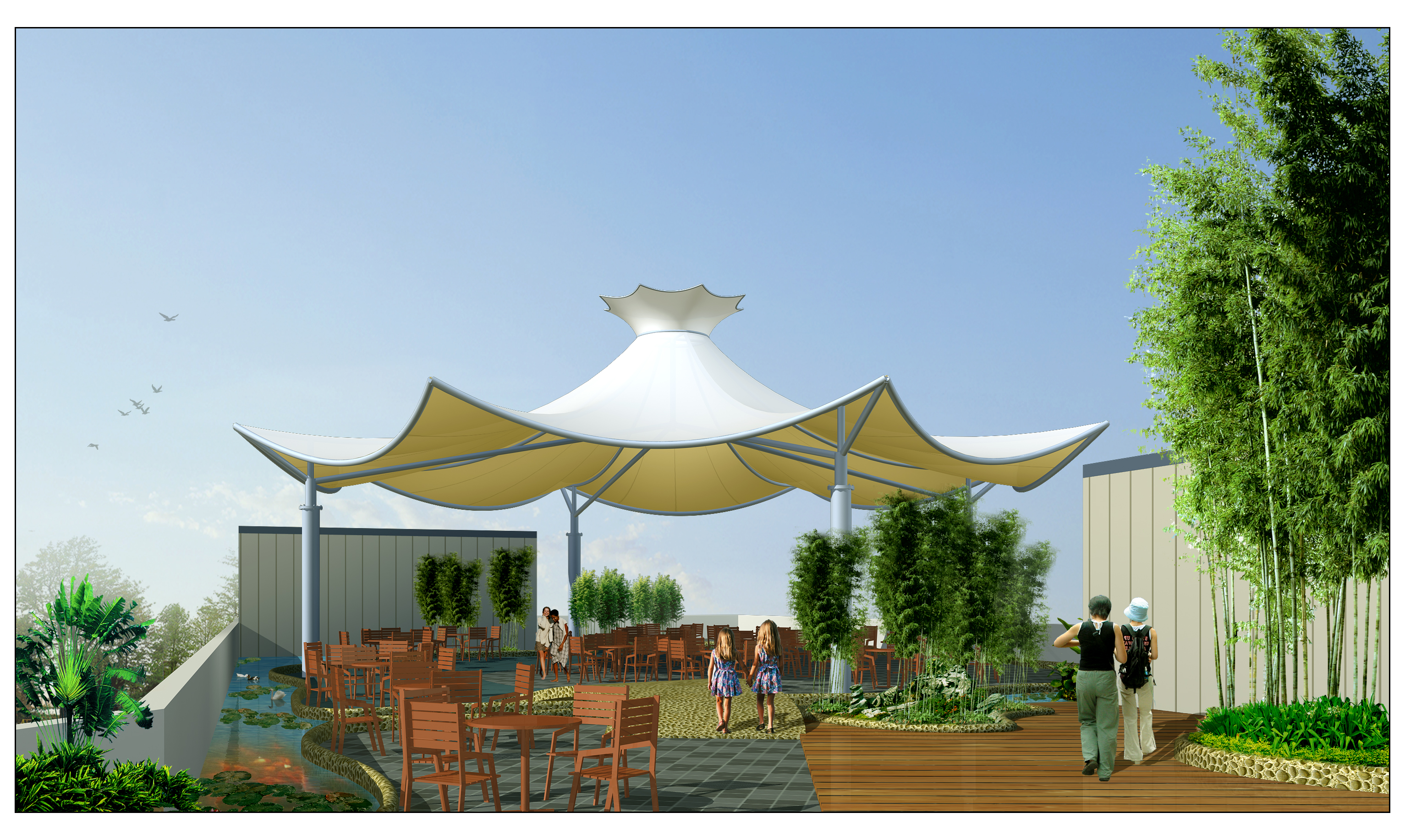 膜结构亭子设计效果图片