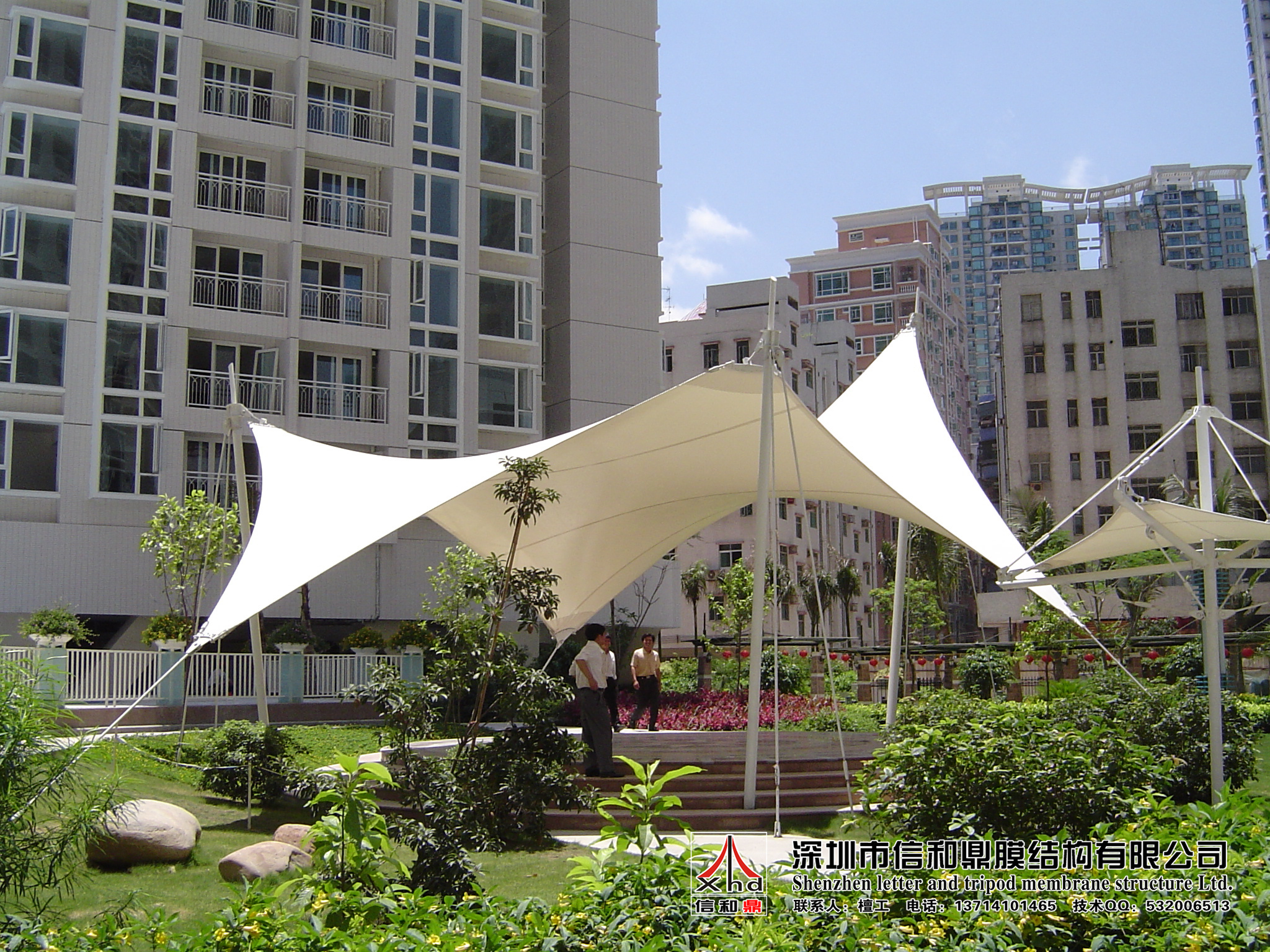小区张拉膜结构景观遮阳棚工程案例