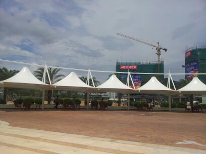 广场张拉膜结构景观遮阳棚工程案例