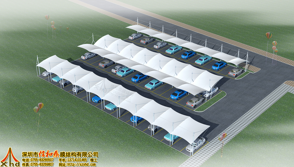 停车场膜结构车棚设计效果