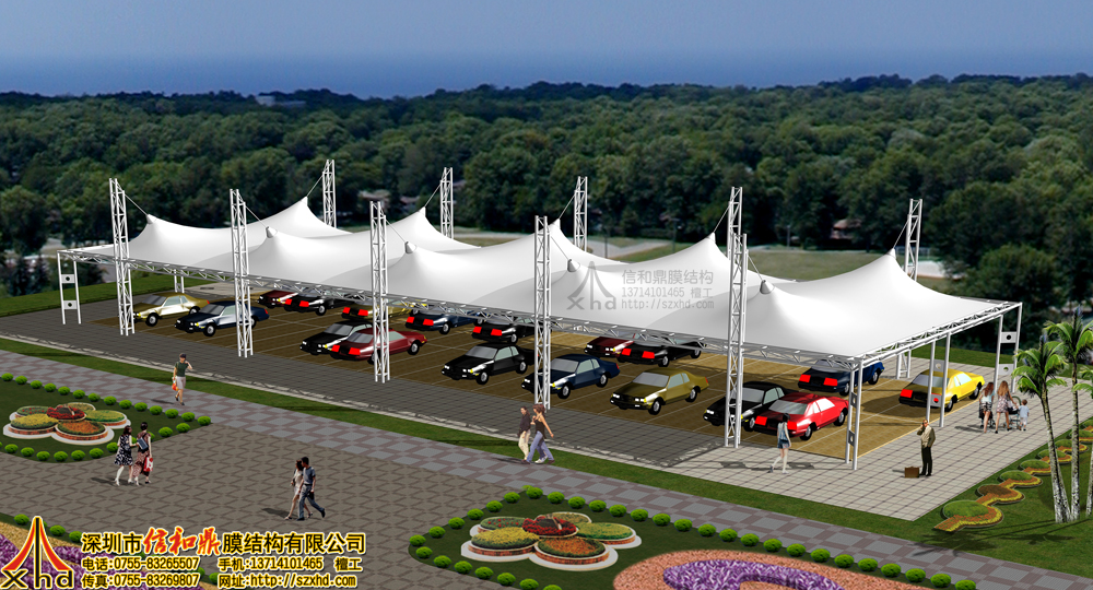 停车场膜结构车棚设计图