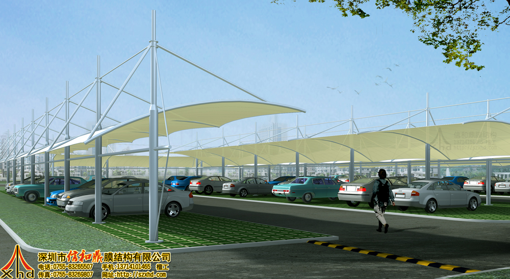 停车场膜结构车棚设计方案