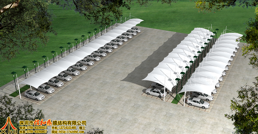 停车场膜结构车棚设计效果图