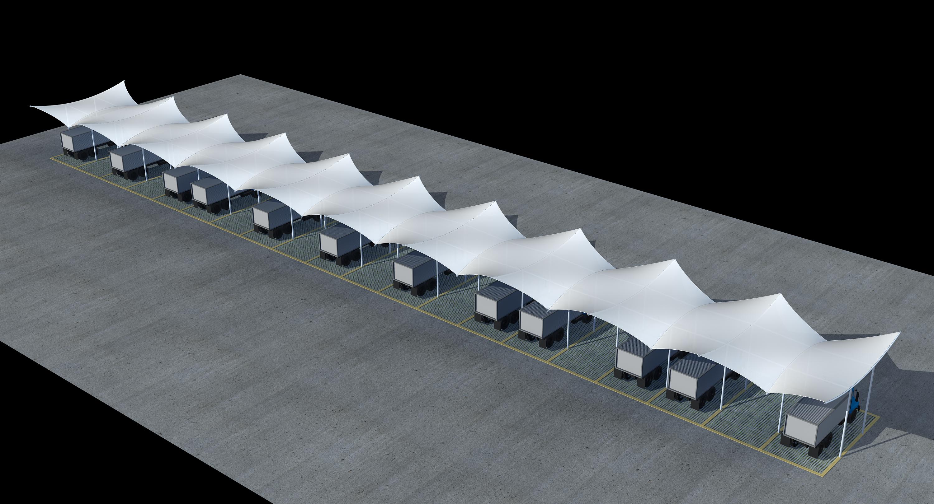 膜结构汽车棚停车棚设计图